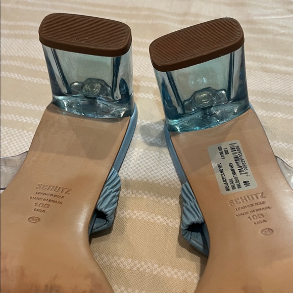 Schutz Ariella Acrylic/Sky Blue Mid Heel size 10 women’s - Picture 7 of 9